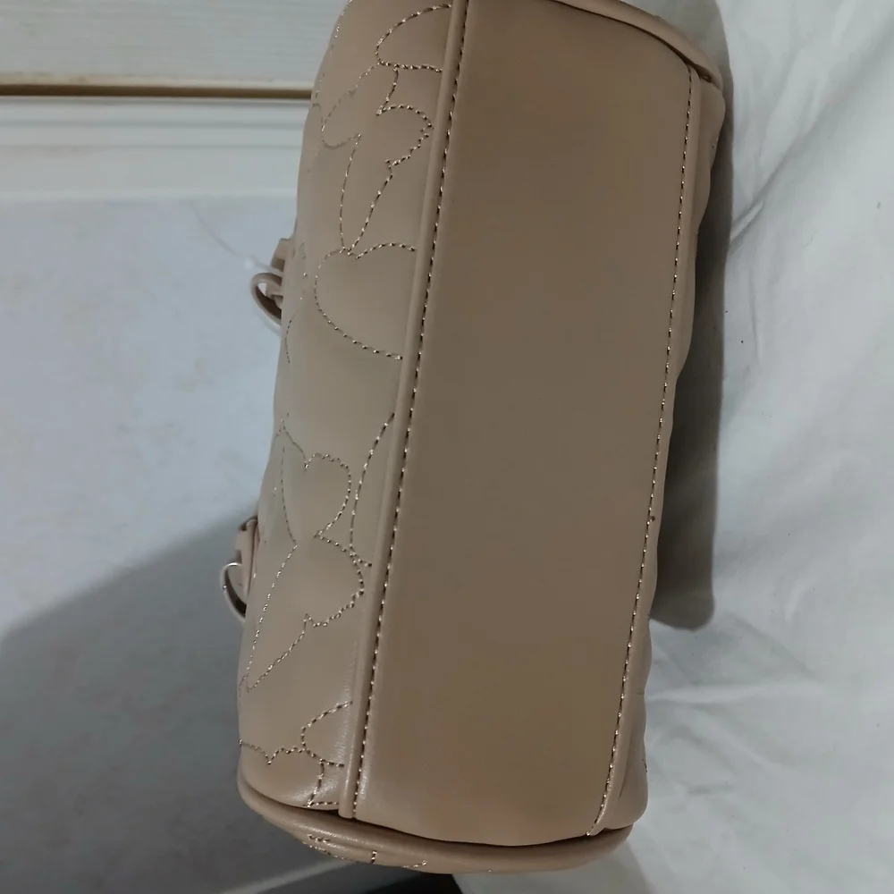 Tan Quilted Leather Satchel with Gold Hardware
